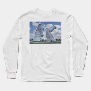 The Kelpies, Helix Park, Falkirk, Scotland, the Kelpies are the largest equine sculptures in the world Long Sleeve T-Shirt